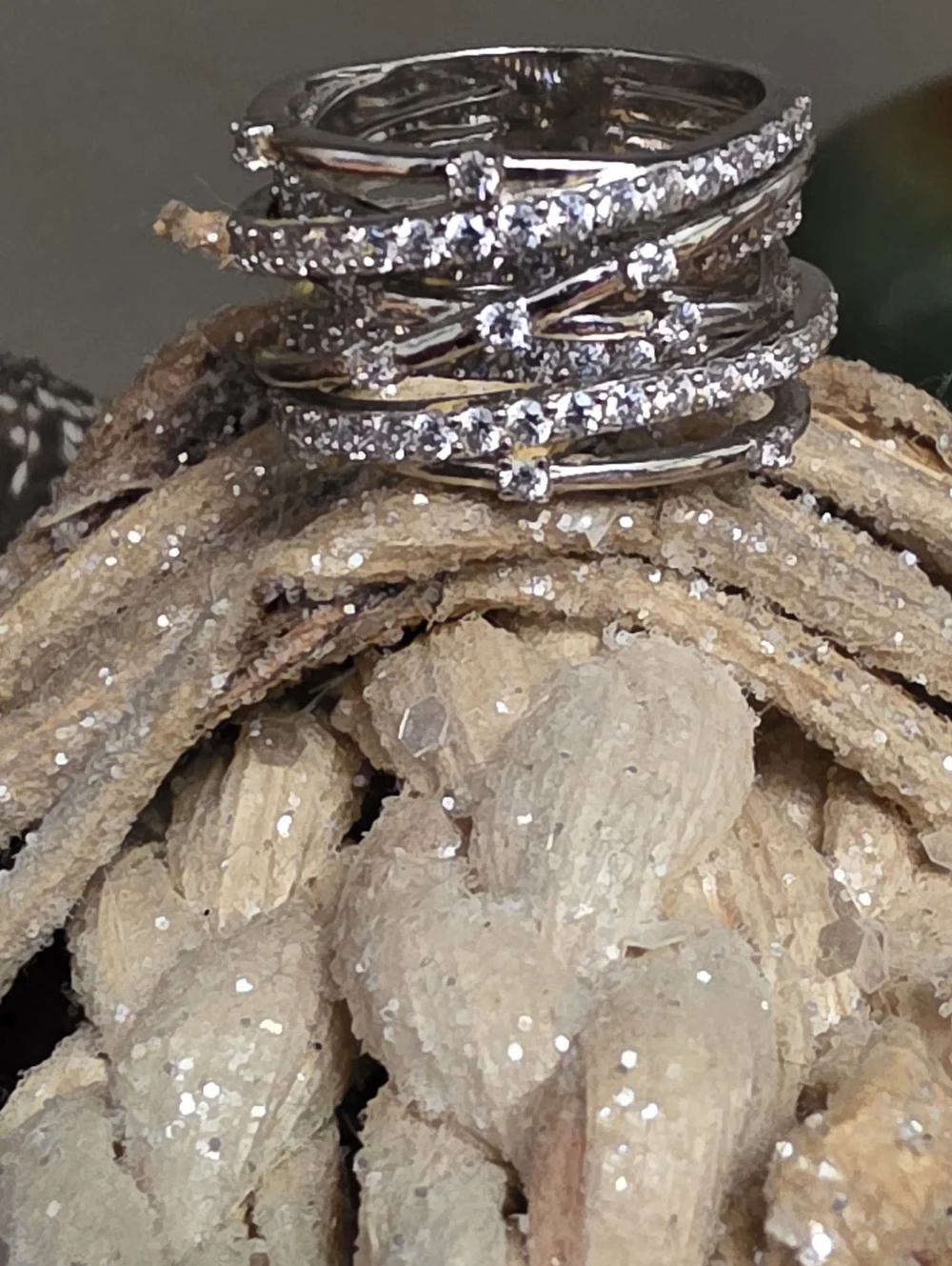 Crislu Entwined Platinum Plated & Silver Multi-Row CZ Wrap Ring - Picture 3 of 16